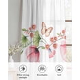 thumbnail image 6 of Pink Flowers Sheer Curtains 39 Inch Length 2 Panels Set for Living Room/Bedroom, Sping Botanical Floral Leaves Butterflyvines Kitchen Curtains Grommet Curtains Window Treatments 27.5"x39"x2, 6 of 7