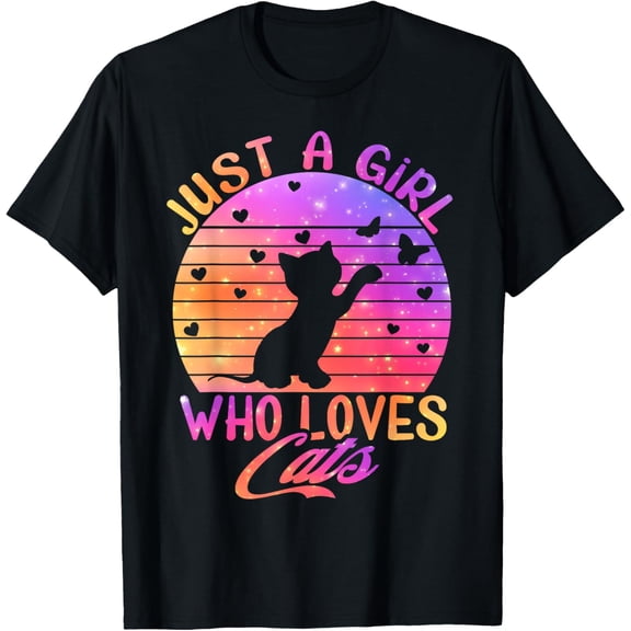 Just A Girl Who Loves Cats Shirt For Girls Kids T-Shirt