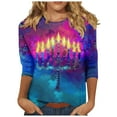 thumbnail image 2 of Mceream Hanukkah Women's 3/4 Sleeve Shirts Casual Crewneck Business Casual Tops Long Sleeve Basic Tees Workout Blouses for Work Print Summer Clothes 2025 Vestido Para NiñAs XXL, 2 of 5