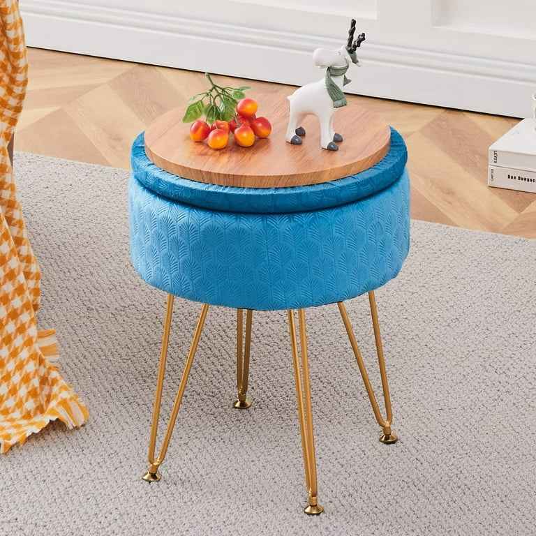 Cpintltr Foot Stool Velvet Storage Ottoman with Removable Lid