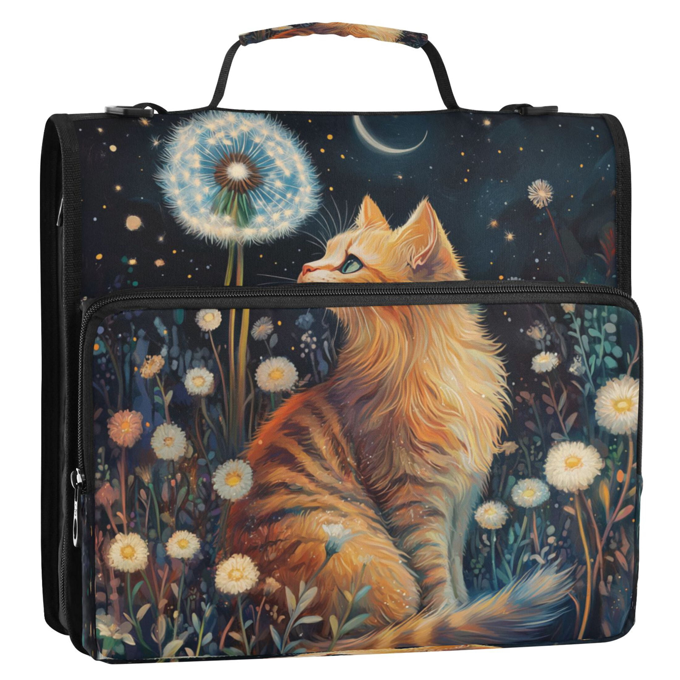 YAZAOO Zipper Binder trapper keeper Documents Organized Design Feline Wonder Printed