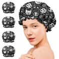 thumbnail image 7 of Shower Caps,Bat Silhouette Halloween Pattern Waterproof Shower Cap for Women 4 Pieces,Double Reusable Hair Cover for Shower PEVA Elastic Stretch Hem, 7 of 7