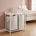 thumbnail image 7 of Nordic Hygge 2-Bag Laundry Sorter with Storage Shelf, Cream White and Cloud White, 7 of 7