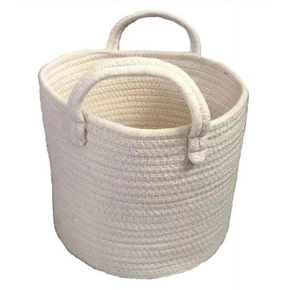 Round White Cotton with Handles Basket