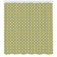 thumbnail image 3 of Abstract Shower Curtain, Round 4 Leaf Repeating Retro Circles Classic Vintage Feels, Fabric Bathroom Set with Hooks, 69W X 75L Inches Long, Mustard Slate Blue, by Ambesonne, 3 of 3