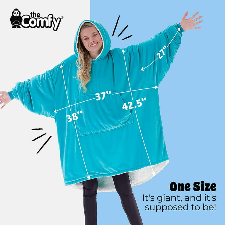 The Comfy Original Microfiber Sherpa Lined Wearable Blanket Hoodie, Aqua
