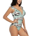 thumbnail image 2 of Uemuo Cute Panda Pattern Women's Tummy Control Swimsuits Slimming One Piece Bathing Suit Ruffle V Neck Swimwear-, 2 of 8