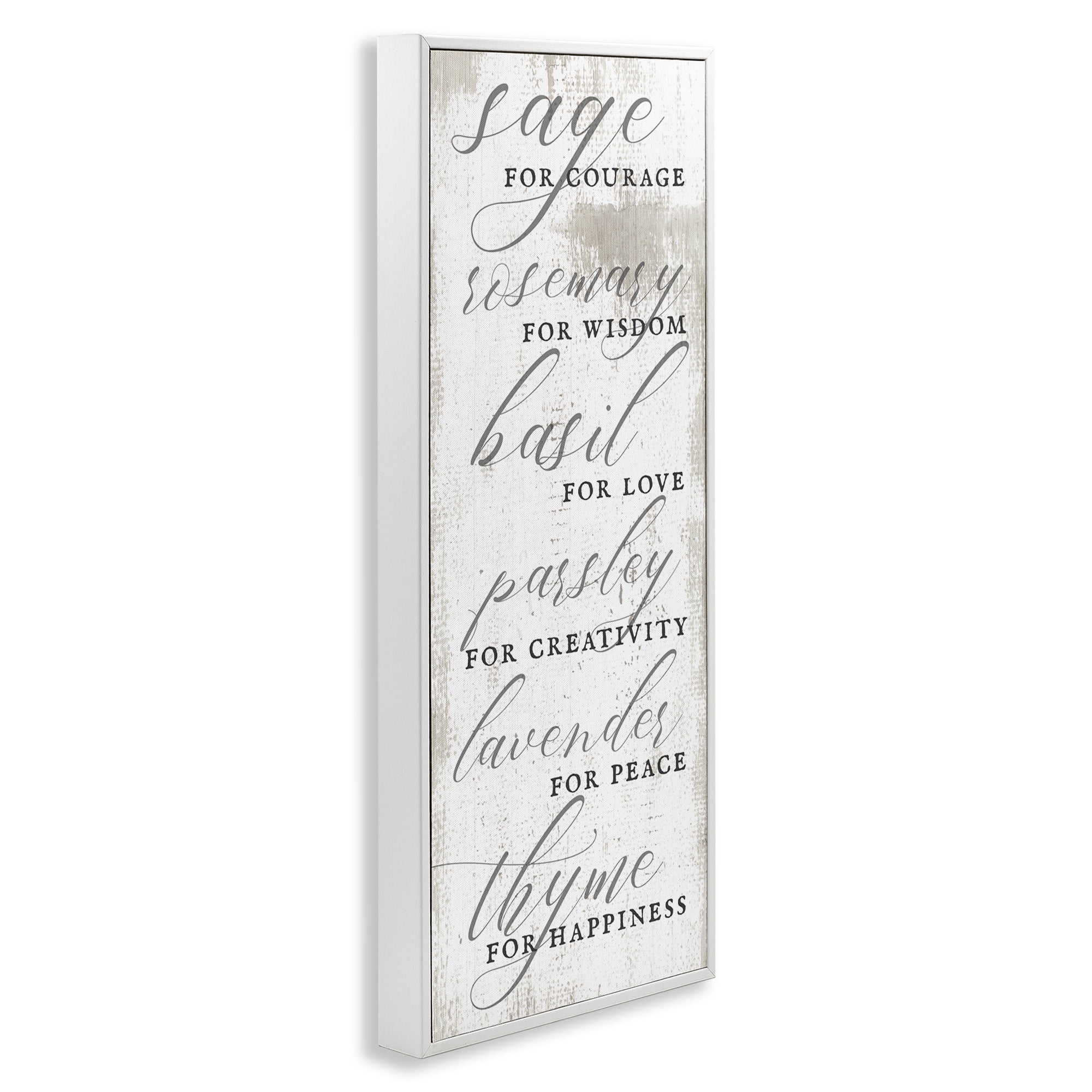 Stupell Industries Sage Basil Thyme Sentimental Phrases Food & Beverage Painting White Framed Art Print Wall Art, 13 x 30
