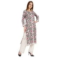 thumbnail image 2 of Moomaya Indian Rayon Kurta For Women Printed A-Line Kurti Lace Designer Ethnic Wear Shirt, 2 of 7