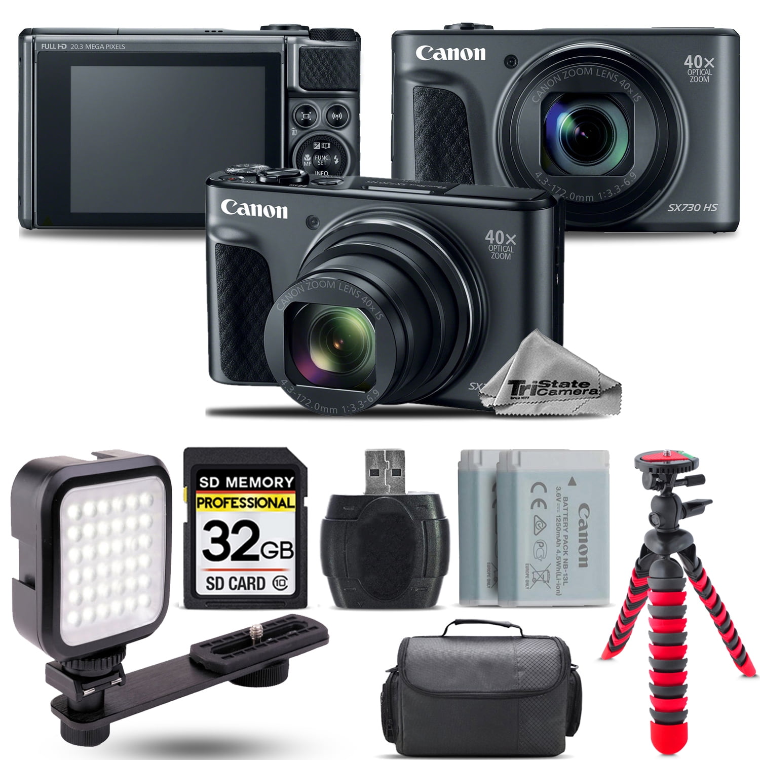 Canon PowerShot Camera (Black) + Case Spider Tripod + - 32GB Kit - Walmart.com
