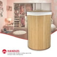 thumbnail image 3 of Home Basics Round Foldable Bamboo Hamper, Natural, 3 of 6
