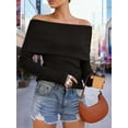 thumbnail image 5 of BadPiggies Women's Off The Shoulder Sweater Fashion Long Sleeve Tops Fall Winter Ribbed Pullover Knit Outfits (M, Black), 5 of 8