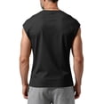 thumbnail image 5 of Mens Muscle Sleeveless Shirts Casual Cotton Workout Tank Tops Cut Off Shirts Gym Running Loose Fit Streetwear Top Black XXXL, 5 of 6