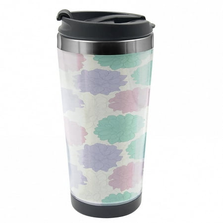

Dahlia Flower Travel Mug Exquisite Flowers Steel Thermal Cup 16 oz by Ambesonne