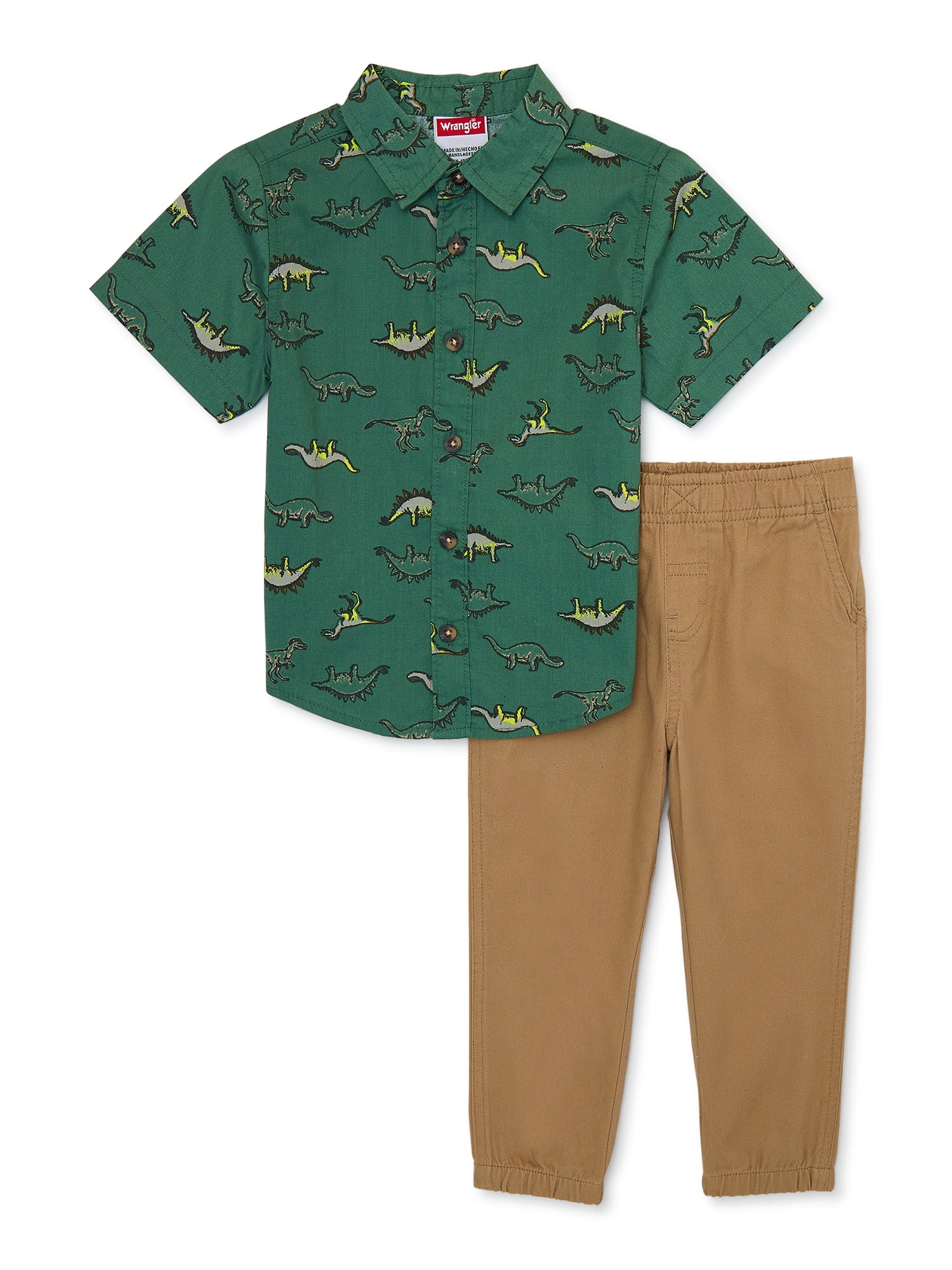Wrangler Toddler Boy Short Sleeve Buttonup Shirt Outfit Set, Sizes 2T