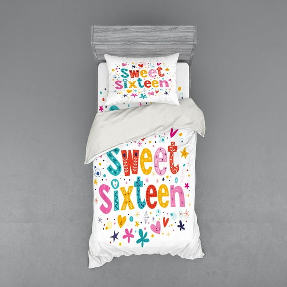 Ambesonne Colorful Bedding Set 3 Pcs, 16 Blossoms, Twin, Multicolor