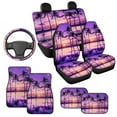 thumbnail image 3 of HUIACONG Coconut Tree Car Floor Mats and Steering Wheel Cover for Women Rubber Non-Slip Easy to Install Full Set Front & Rear Car Seat Covers for Additional Protection Car Mats Full Set 9 Pcs, 3 of 8