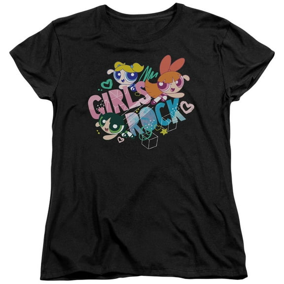 Powerpuff Girls Girls Rock S/S Women's T-Shirt Black