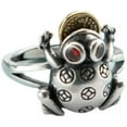 thumbnail image 4 of K-KED Red Jade Golden Frog Rings Natural Delicate Jewelry 925 Silver Women Adjustable Ring, 4 of 4