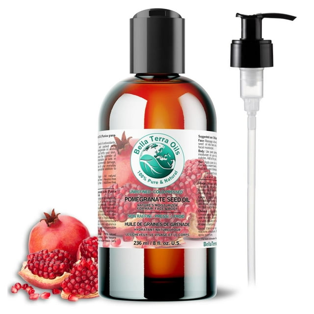 Aceite de Semilla de Granada Bella Terra Oils 100% Puro Orgánico Prensado en Frío Sin Refinar 8 oz