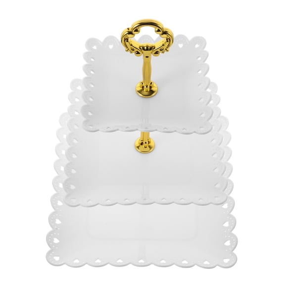 STRANDCHIC White Cake Stand Three Tiered Cupcake Tower for Elegant Dessert Table Display