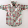 thumbnail image 5 of Ccpelsie Boys Girls Plaid Flannel Shirts Toddler Kids Long Sleeve Casual Collared Button Down Shirts Fall Clothes(Green,4-5 Years), 5 of 5