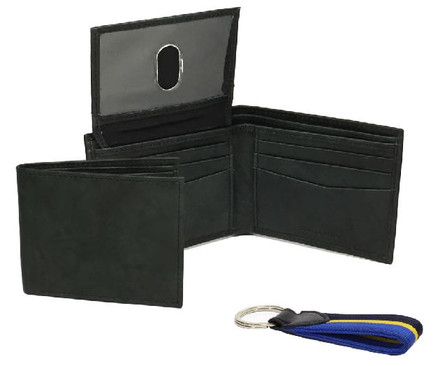 Billfold Leather Wallet with Black and Grey Antique Finish and