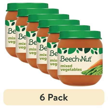 (6 pack) Beech-Nut Stage 2 Baby Food, Mixed Vegetables, 4 oz Jar