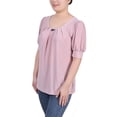 thumbnail image 2 of NY Collection Women's Short Sleeve Balloon Sleeve Top with Hardware, 2 of 4
