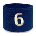 thumbnail image 2 of COUVER Embroidered White Number 6 Blue Terry Cotton Athletic Wristbands 1 Pair (Mens), 2 of 11