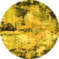thumbnail image 1 of Ahgly Company Machine Washable Indoor Round Oriental Yellow Industrial Area Rugs, 4' Round, 1 of 4