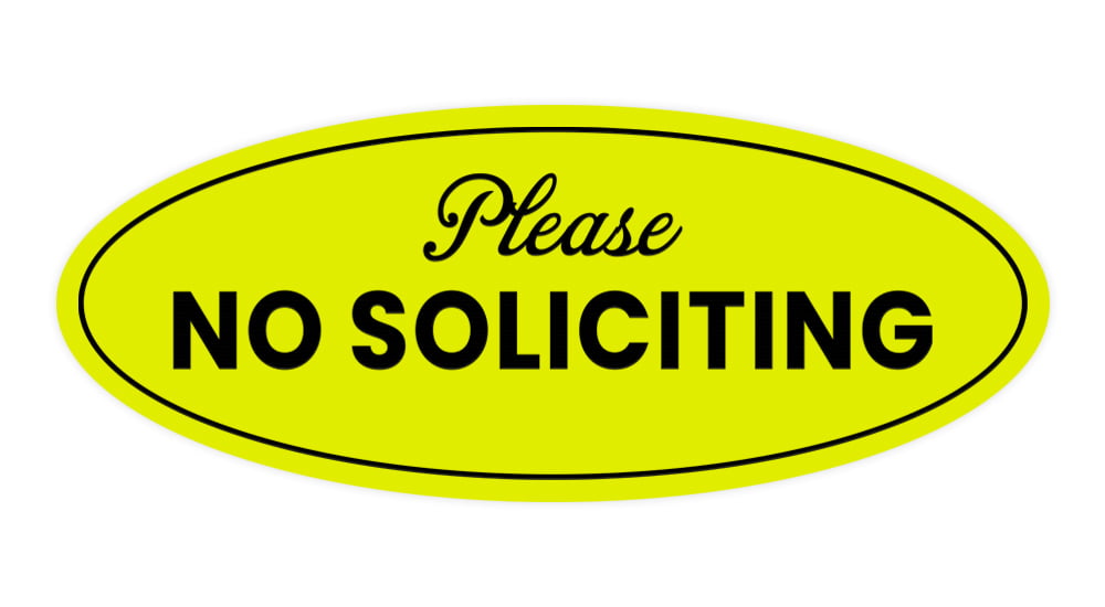 Small Black Oval No Soliciting Sign 