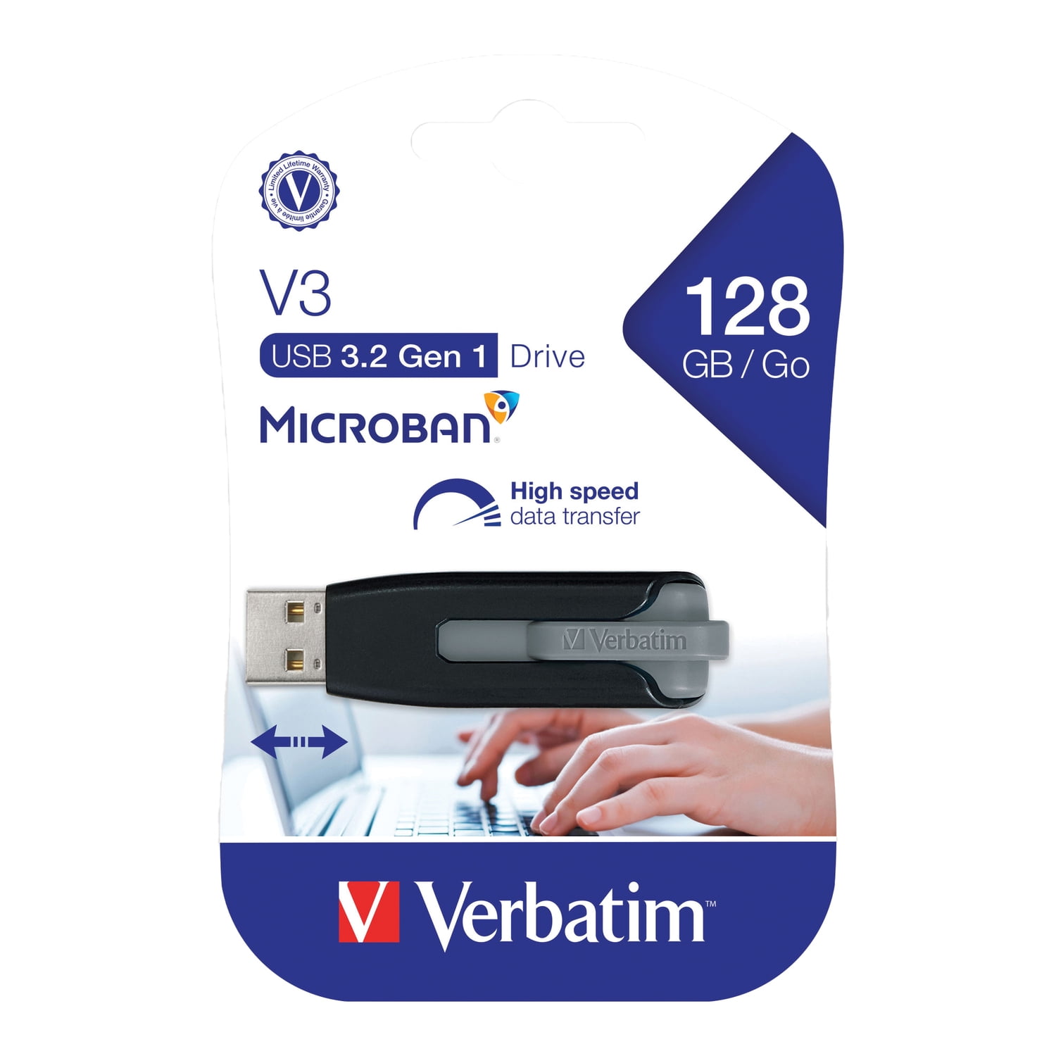 128GB Store 'n' Go&reg; V3 USB 3.2 Gen 1 Flash Drive - Gray - 128GB - Gray