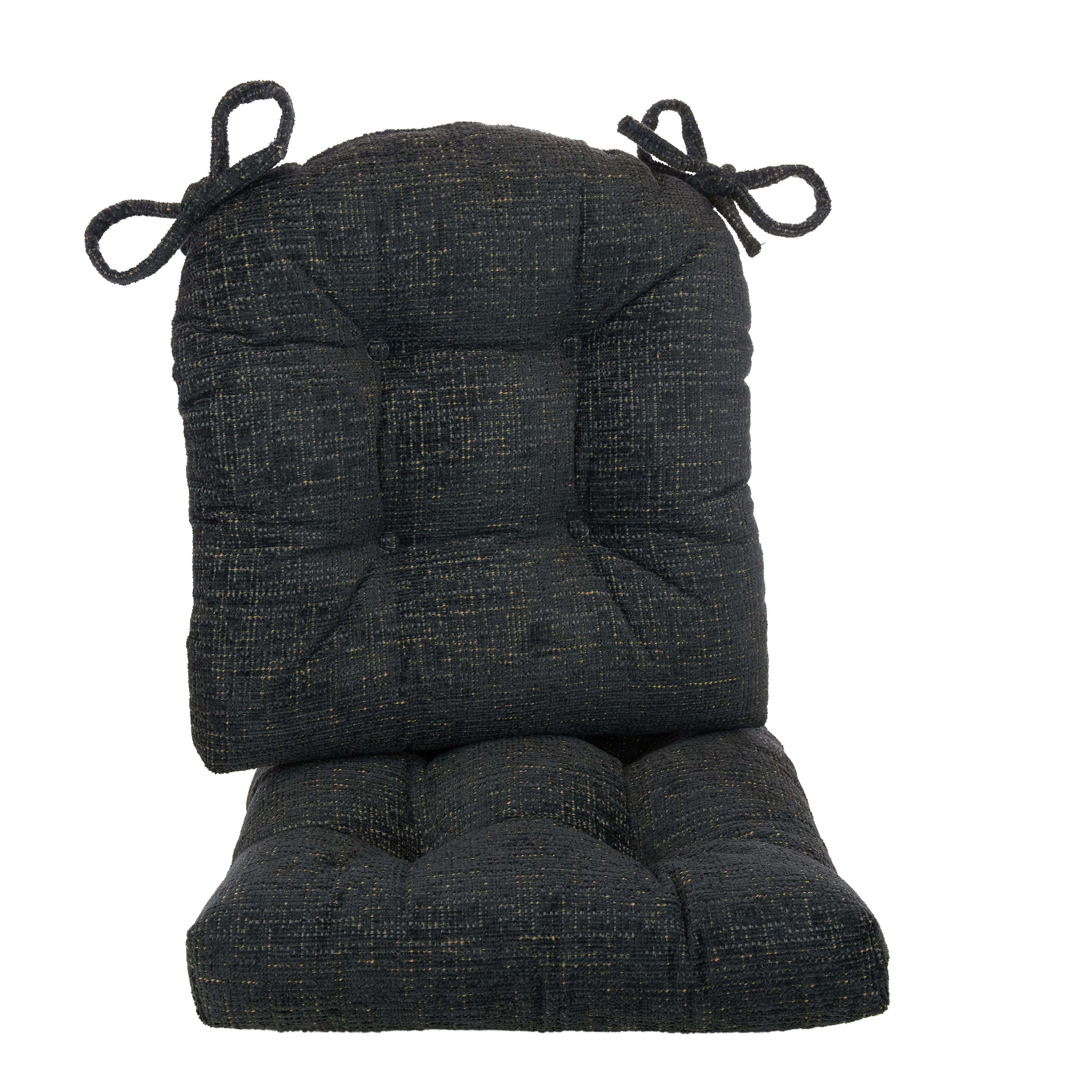 Klear Vu CloudFill Chair Cushions with Ties for Kitchen, Dining Chairs, Set of 2, Simone Charcoal