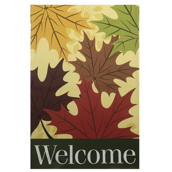 Red and Yellow Fall Leaves Welcome Outdoor Garden Flag 28" x 40"