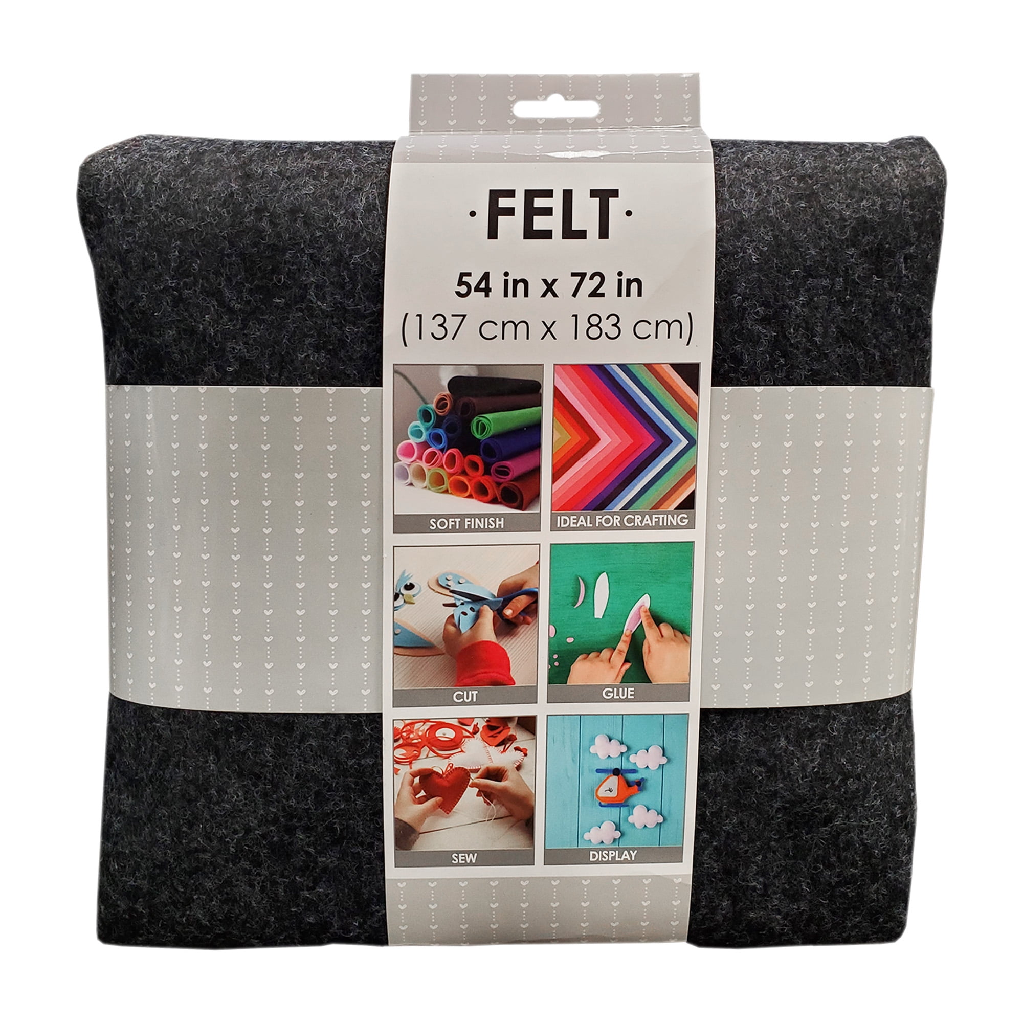Eugene Textiles, Premium Craft Felt Fabric , Charcoal , 54' x 72' . Soft finish felt is perfect for home, school, camp and everyday craft projects