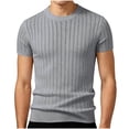 thumbnail image 2 of COSFO Knit T Shirt Men Summer Short Sleeve Shirt Crew Neck Casual Solid Slim Fit Men's Shirts 2xl, 2 of 5