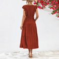 thumbnail image 4 of Stylish Lace-up Summer Dress With Solid Color And Ruffled Sleeve Ladies' Fashion Summer Bohemian Dress Brick Red Xl, 4 of 5