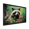 thumbnail image 2 of Designart "Raccoon in Flower Forest Black and Green" Animals Framed Wall Art Decor - Modern Farmhouse Black Raccoon Living Room Framed Canvas Art, 2 of 6