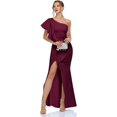 thumbnail image 3 of HSHDLDF Women's One Shoulder Ruffled Split Mermaid Evening Gown Cocktail Long Formal Dress, 3 of 6