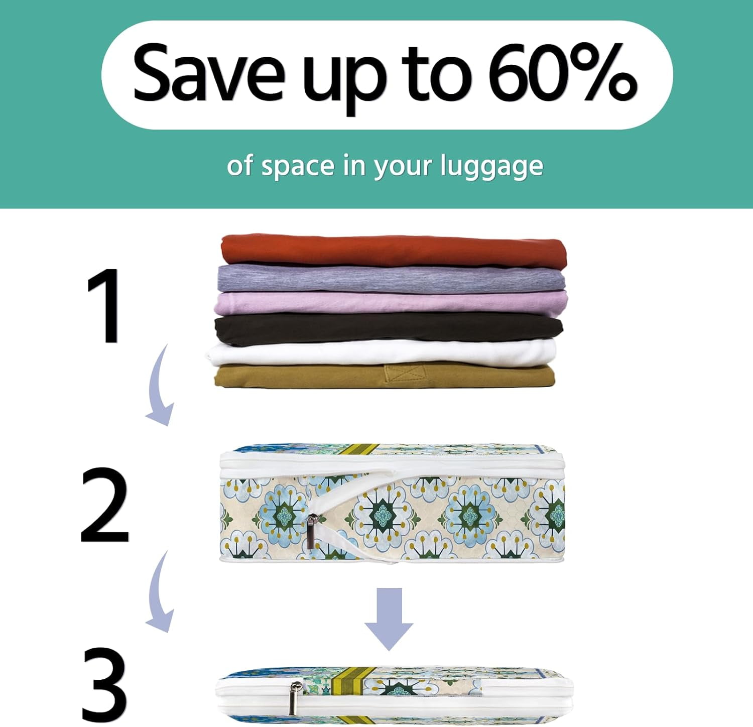 6 Pcs Compression Packing Cubes Waterproof Suitcase Travel Bag Luggage Backpack Organizer Travel Cubes for Packing-Pink and Green Bohemian