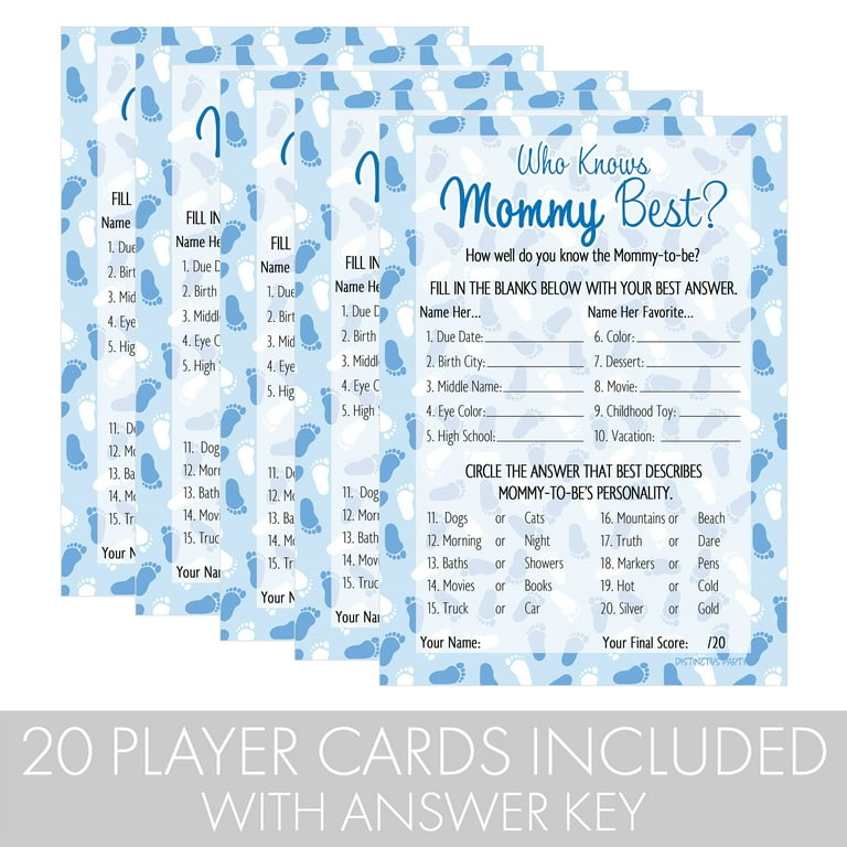 It's a Boy Who Knows Mommy Best Baby Shower Game - 20 Cards – Distinctivs