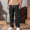 thumbnail image 3 of Work Pants For Men Retro Trend Versatile Plus Size Loose Straight Leg Casual Pants for Construction, Outdoor and Workwear,Black,L, 3 of 5