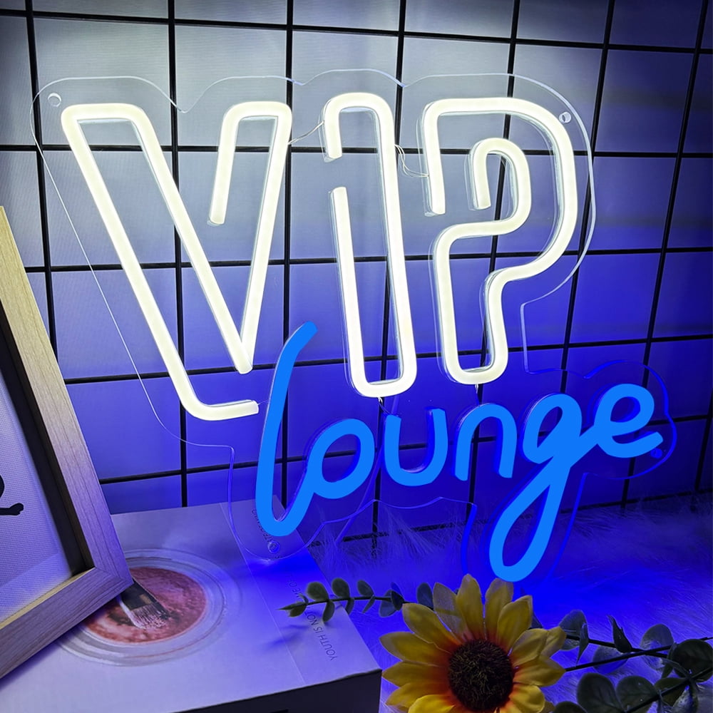 VIP Lounge Neon Signs for Wall Decor, VIP Neon Lights Signs for Room Decor, Led Light Up Sign with USB Powered for Bar, Hotel, Cafe, VIP Room, Home Decoration