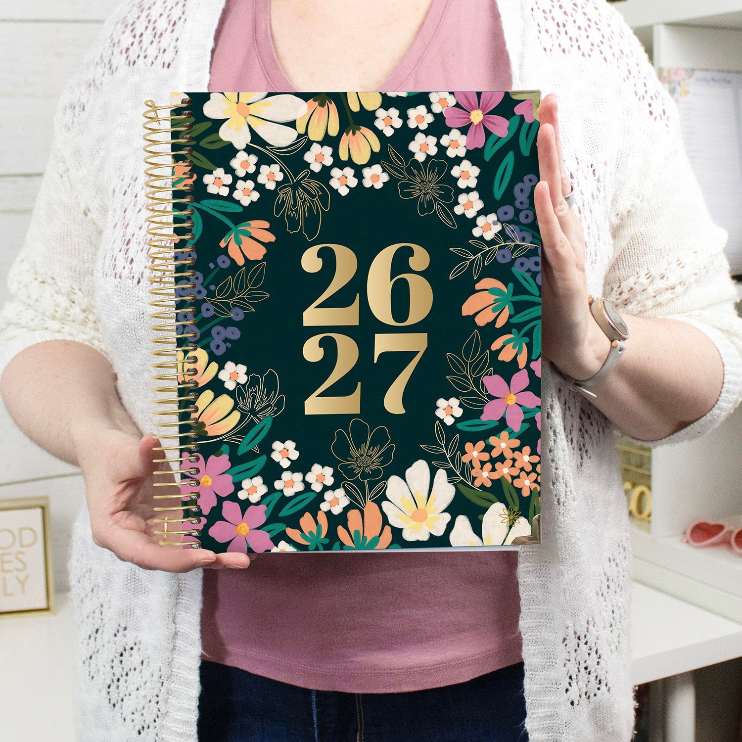 bloom daily planners 2026-2027 Academic Planner, 13-Month Monthly & Weekly Hard Cover, 8.5" x 11", Blooming Wildly