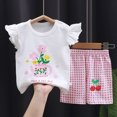 thumbnail image 3 of Toddler Girl Summer Clothes Cute Cotton Outfits Short Ruffle Sleeve Tee T Shirt Tank Top Shorts Pant 2PC Set Kaprioy Toddler Girl Clothes 3 9 18 24 Months 2T 3T 4T 5T 6T, 3 of 5