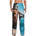 thumbnail image 2 of Bixox Men's Ice Blue Coastal Lion Patterned Pajama Pants with Pockets Lounge Clothes for Home, 2 of 5