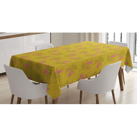 

Flower Tablecloth Rose Buds with Earth Yellow Background Outline Leaves Ornamental Autumn Rectangular Table Cover for Dining Room Kitchen 60 X 84 Inches Earth Yellow and Pink by Ambesonne