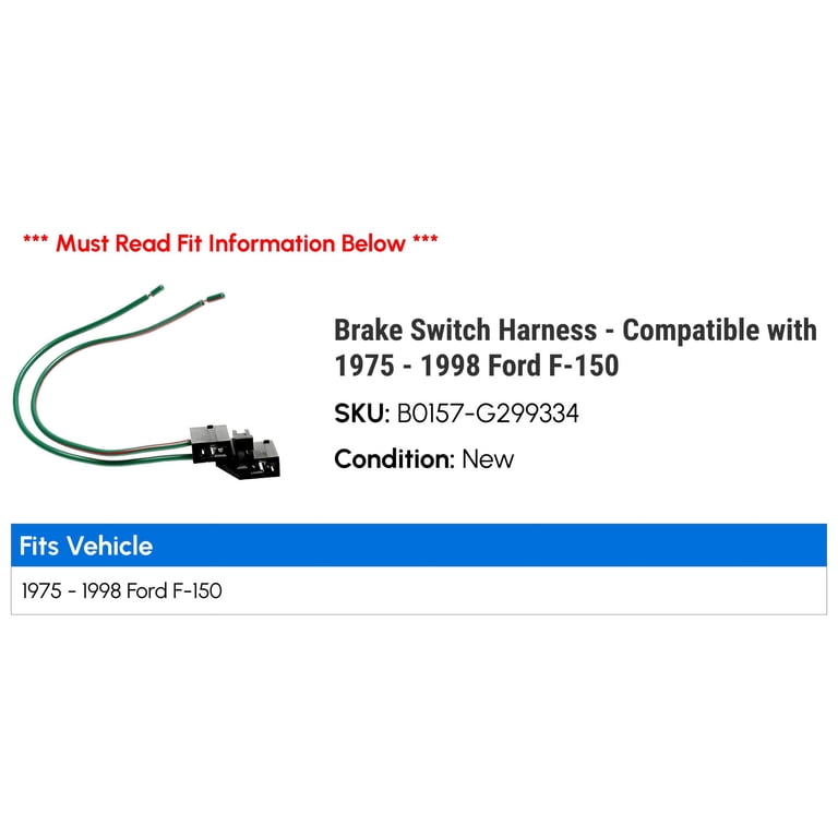 Brake Light Switch Wiring Harness Connector – Fits 1968-1989 Ford Truck, Van, Ranchero, Econoline (Packard)