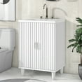 thumbnail image 3 of Yesurprise 24" Bathroom Cabinet Vanity with Sink Solid Wood Frame Storage Cabinet with 2 Close Doors Adjustable Shelf Bathroom Furniture, 3 of 7